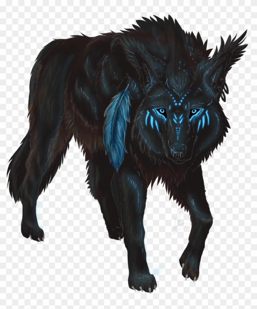 Wolves Transparent Digital Art - Wolf With Tribal Markings - Full Size ...