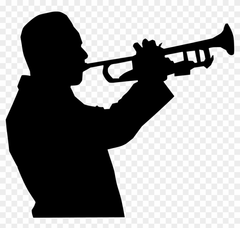 Drawing man trumpet silhouette