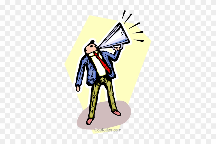 Man With Megaphone Making Announcement Royalty Free - Illustration #1356067