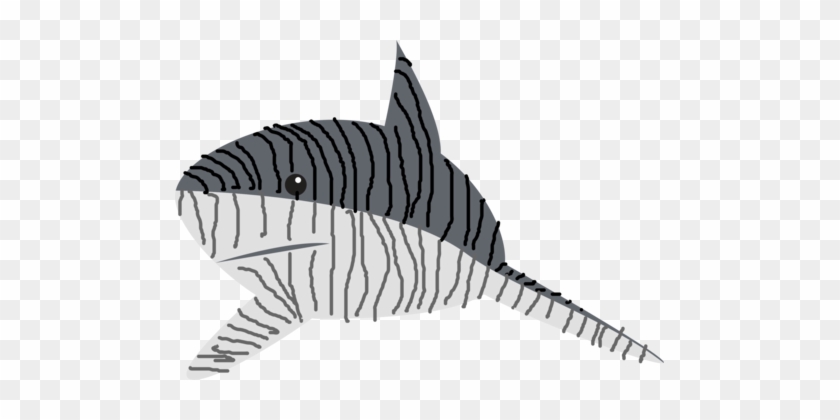 Tiger Shark Drawing Line Art Great White Shark - Tiger Shark Clipart #1371576