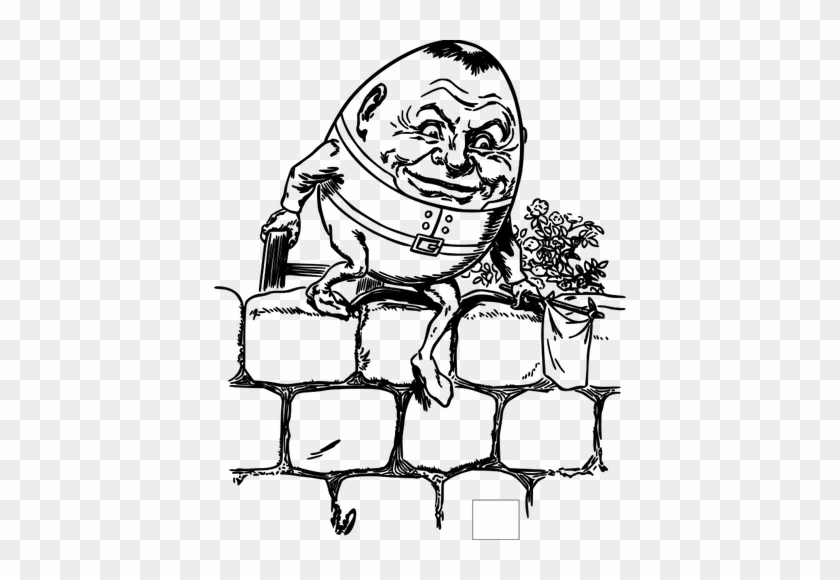 Vector Drawing Of Humpty Dumpty Jumps The Fence Public - Coloring Wonderland Coloring Book: Go Down The Rabbit #1377587