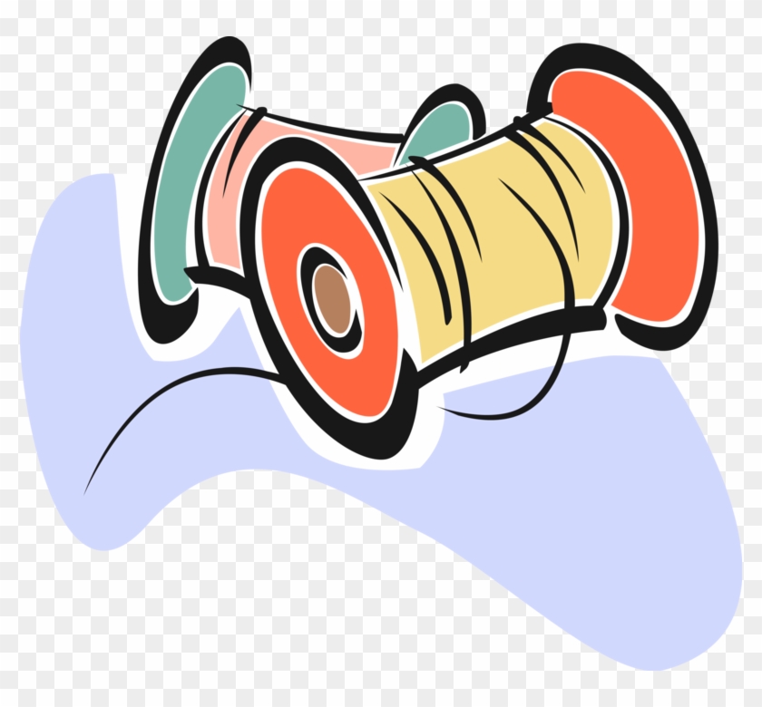 Vector Illustration Of Spools Of Fine Cord Thread Of - Linha E Agulha Desenho Png #1378318