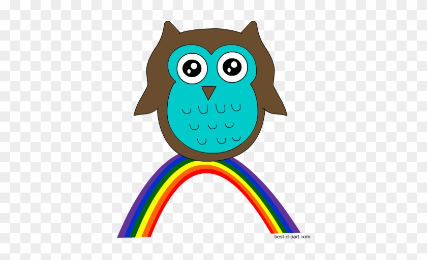 Owl And Rainbow Free Png Clip Art Image - Clip Art #218450