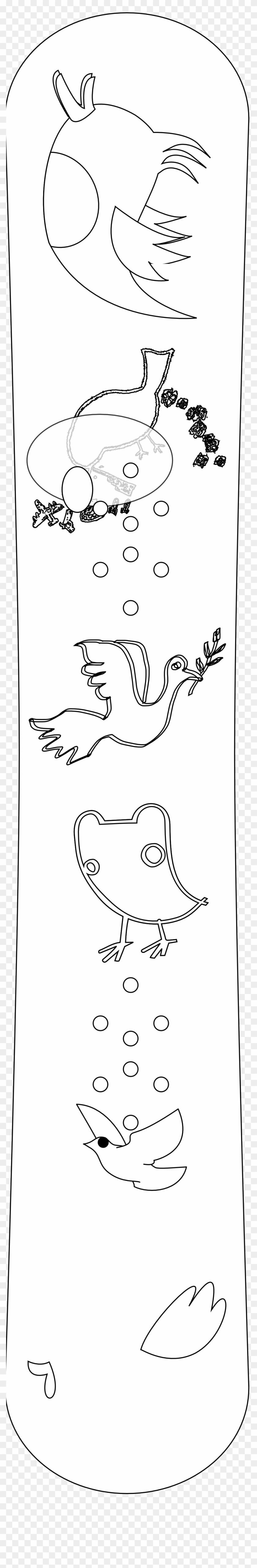 Net Clip Art Snowboard Peace Dove Black White Line - Clip Art #1387548