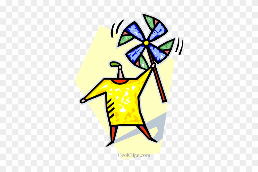 Person Holding A Pinwheel Royalty Free Vector Clip - Person Holding A Pinwheel Royalty Free Vector Clip #1390833