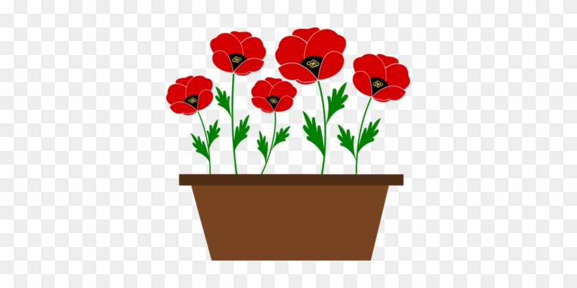 Flowering Pot Plants Clip Art - Poppy Flower Clip Art #1393671