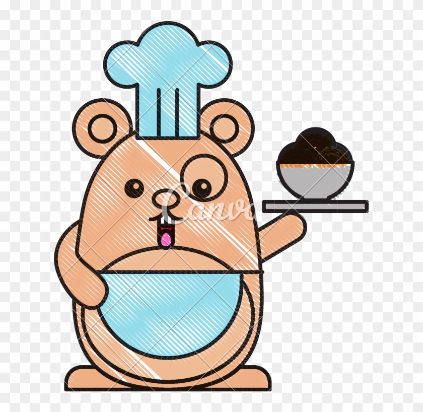 Chef Mouse With Sweet Pastry Cartoon - Vector Graphics #1393881