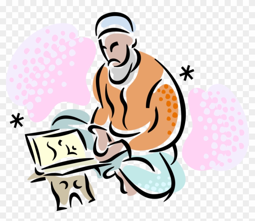 Vector Illustration Of Islamic Religious Ulama Cleric - Vector Illustration Of Islamic Religious Ulama Cleric #1410687