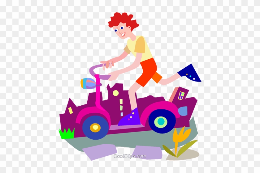 Child Playing On Scooter Royalty Free Vector Clip Art - Child Playing On Scooter Royalty Free Vector Clip Art #1410757