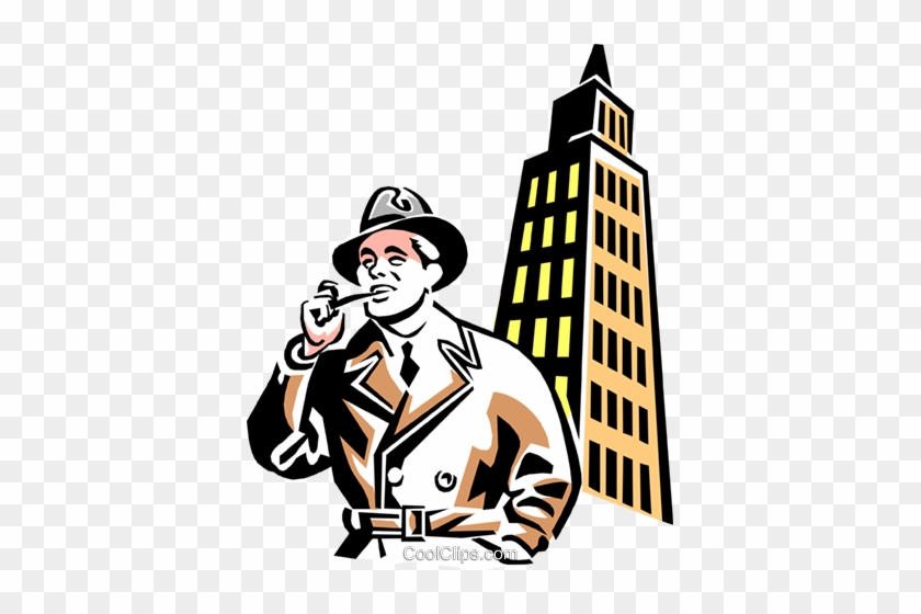 Man With A Pipe And Office Tower Royalty Free Vector - The Trench #1412423