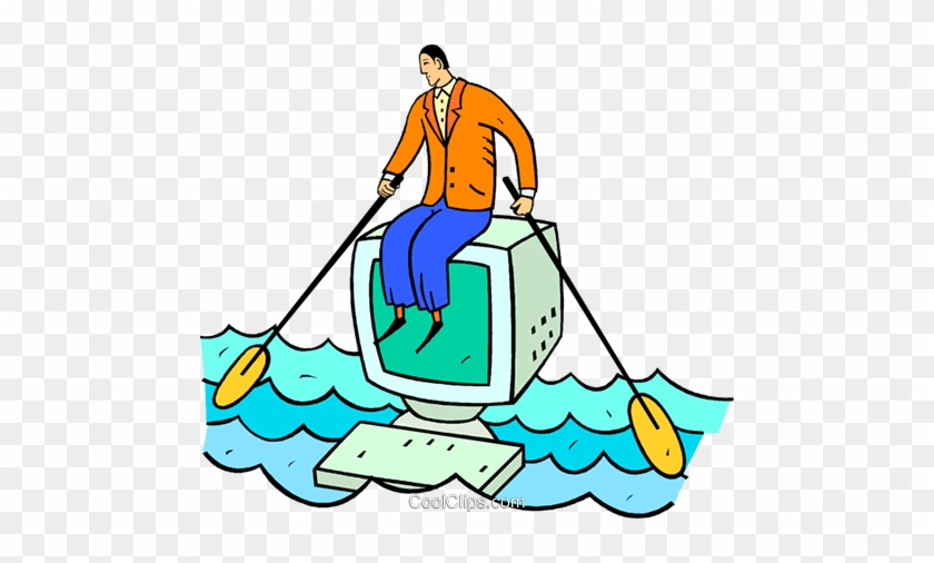 Man Rowing A Computer Royalty Free Vector Clip Art - Song #1413409