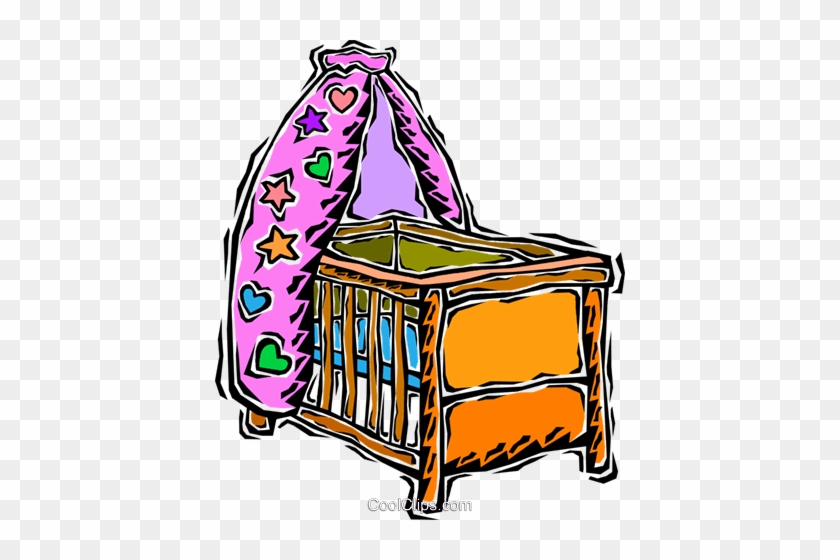 Baby's Crib Royalty Free Vector Clip Art Illustration - Gitterbett Clipart #1429525