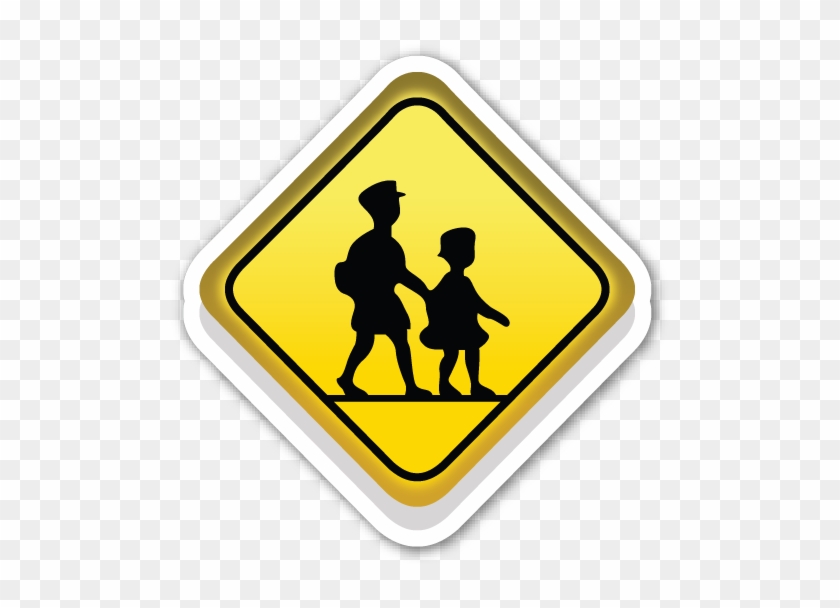 Children Crossing Emoji Stickers, Emoticon, Smileys, - 学校 幼稚園 保育 所 あり 標識 #1430366