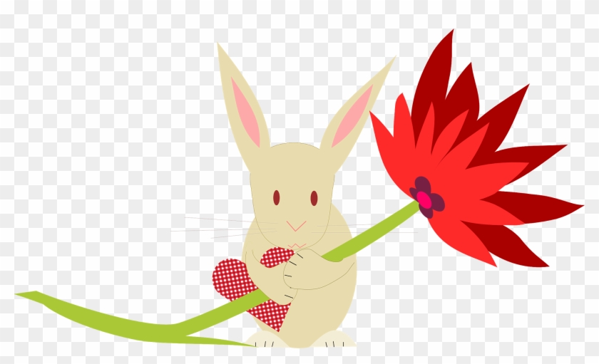 Free Digital Bunny With Huge Flower Scrapbooking Embellishment - Illustration #225100