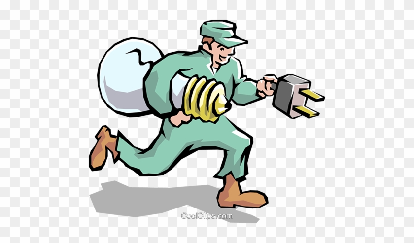 Handyman Royalty Free Vector Clip Art Illustration - Electric Man Cartoon #1435059