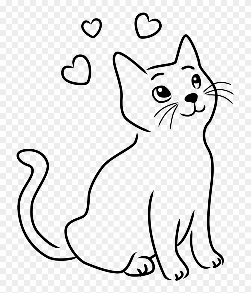 Beautiful Cat Clipart 11 Drawing - Simple Outline Cat Drawing - Free Transparent PNG Clipart