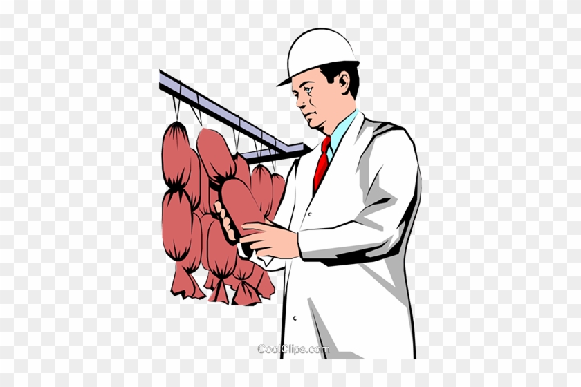 Man With Salami Royalty Free Vector Clip Art Illustration - Cost #1444621