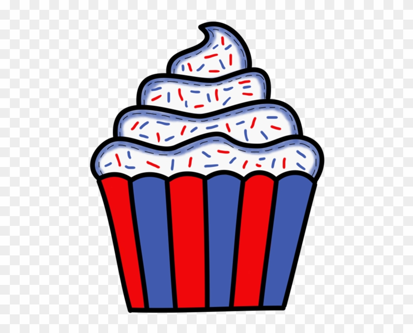 red and blue cupcake clipart