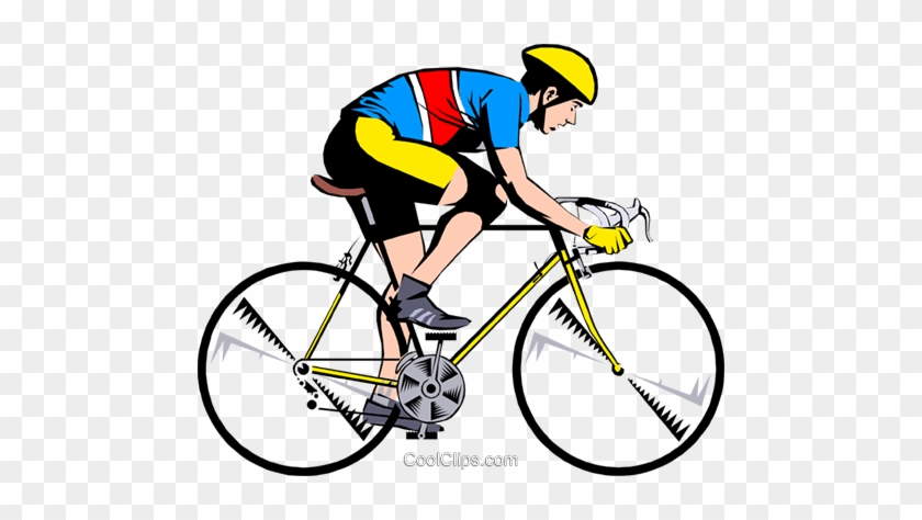 Cyclist On Ten Speed Bike Royalty Free Vector Clip - Man Riding Bicycle Clipart #1447361