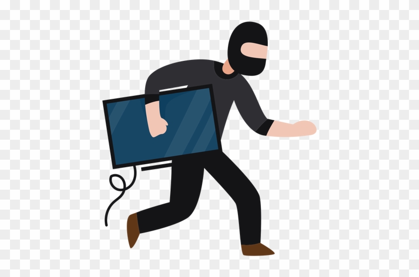 Clip Art Black And White Character Stealing Monitor - Bandido Png ...