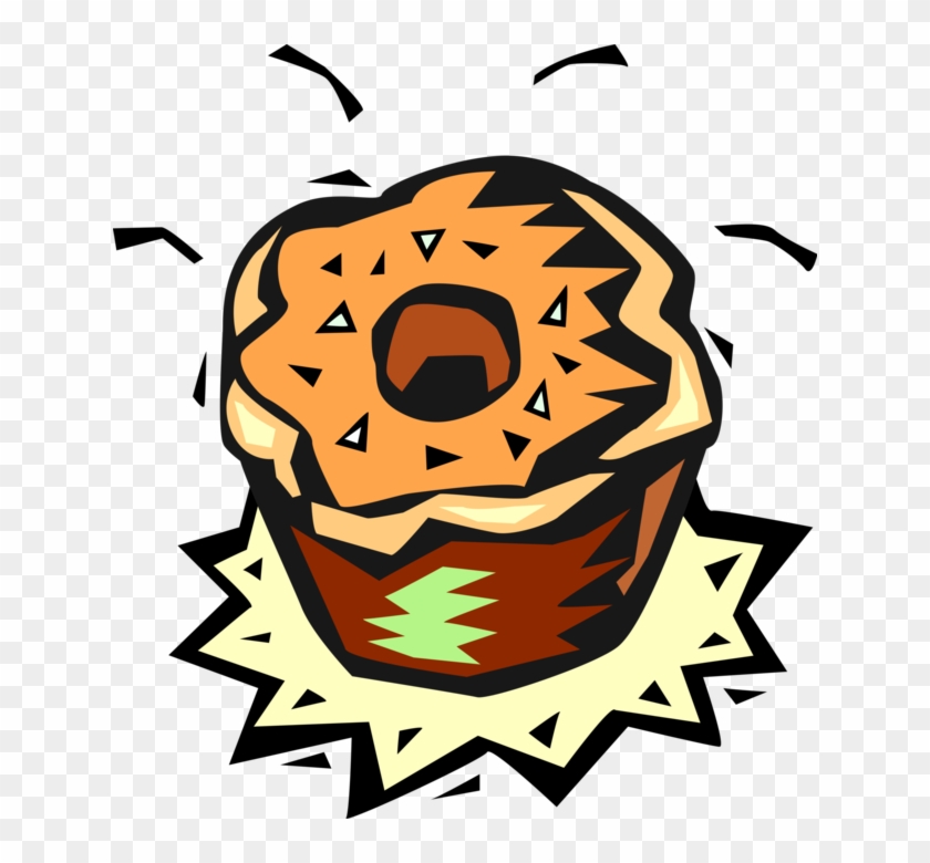 Vector Illustration Of Baked Quick Bread Muffin Eaten - Jack-o'-lantern #1455400