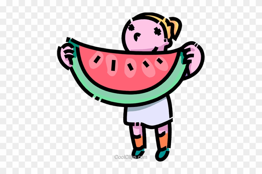 Girl With A Huge Piece Of Watermelon Royalty Free Vector - Girl With A Huge Piece Of Watermelon Royalty Free Vector #1461733