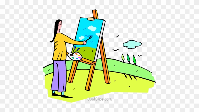 Woman Painting A Picture Royalty Free Vector Clip Art - Woman Painting A Picture Royalty Free Vector Clip Art #1488177