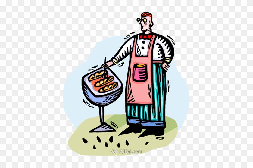 Man Barbecuing Royalty Free Vector Clip Art Illustration - Man Barbecuing Royalty Free Vector Clip Art Illustration #1497820