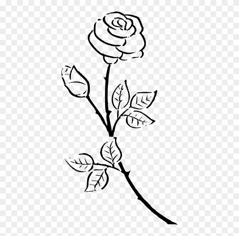 Silhouette Drawing Rose Black And White Flower Free - Silhouette ...