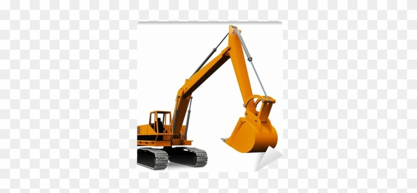 Mechanical Excavator On A White Background Wall Mural - Mechanical Excavator On A White Background Wall Mural #1516634