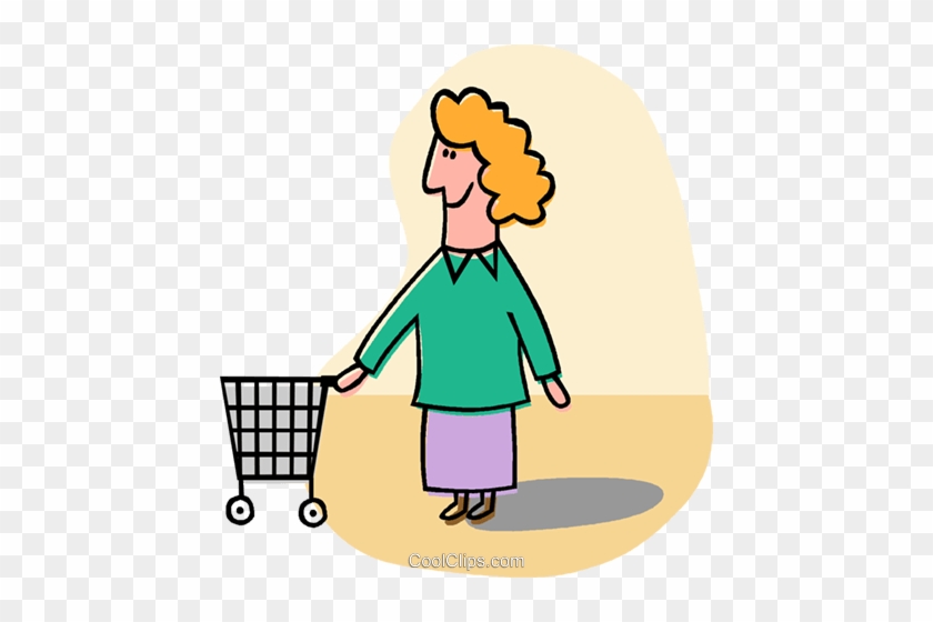 Woman With Shopping Cart Royalty Free Vector Clip Art - Woman With Shopping Cart Royalty Free Vector Clip Art #1518585