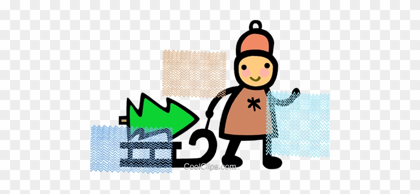 Person Pulling A Tree On A Sled Royalty Free Vector - Person Pulling A Tree On A Sled Royalty Free Vector #1526702