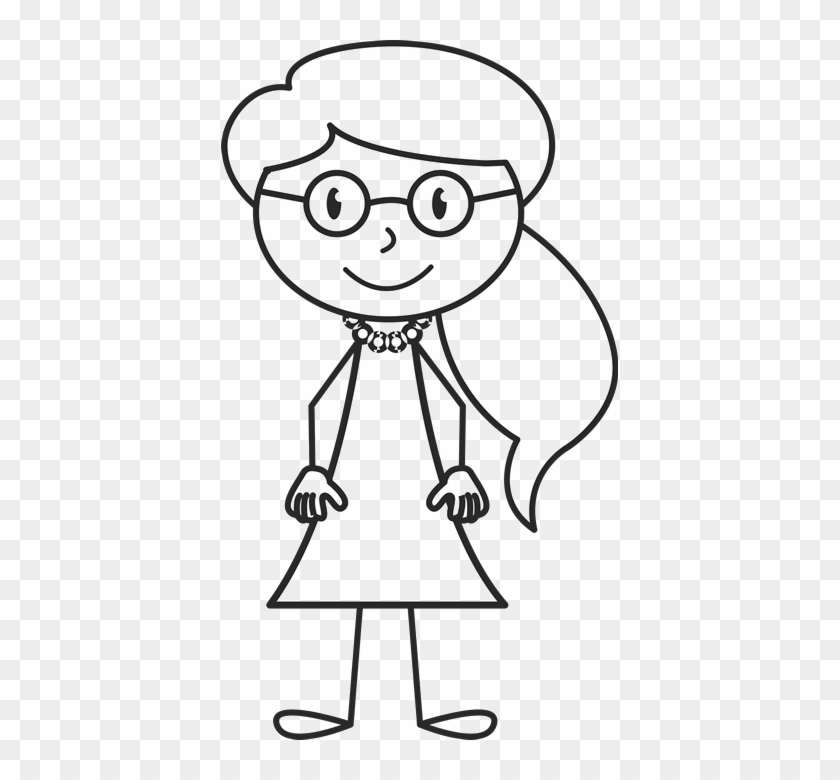 Girl With Ponytail And Glasses Stamp - Stick Figure With Glasses #240837