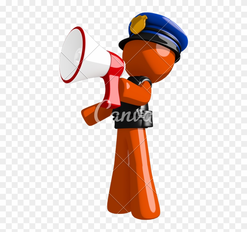 Orange Man Officer Shouting In Bullhorn Photos - Orange Man Officer Shouting In Bullhorn Photos #1538890