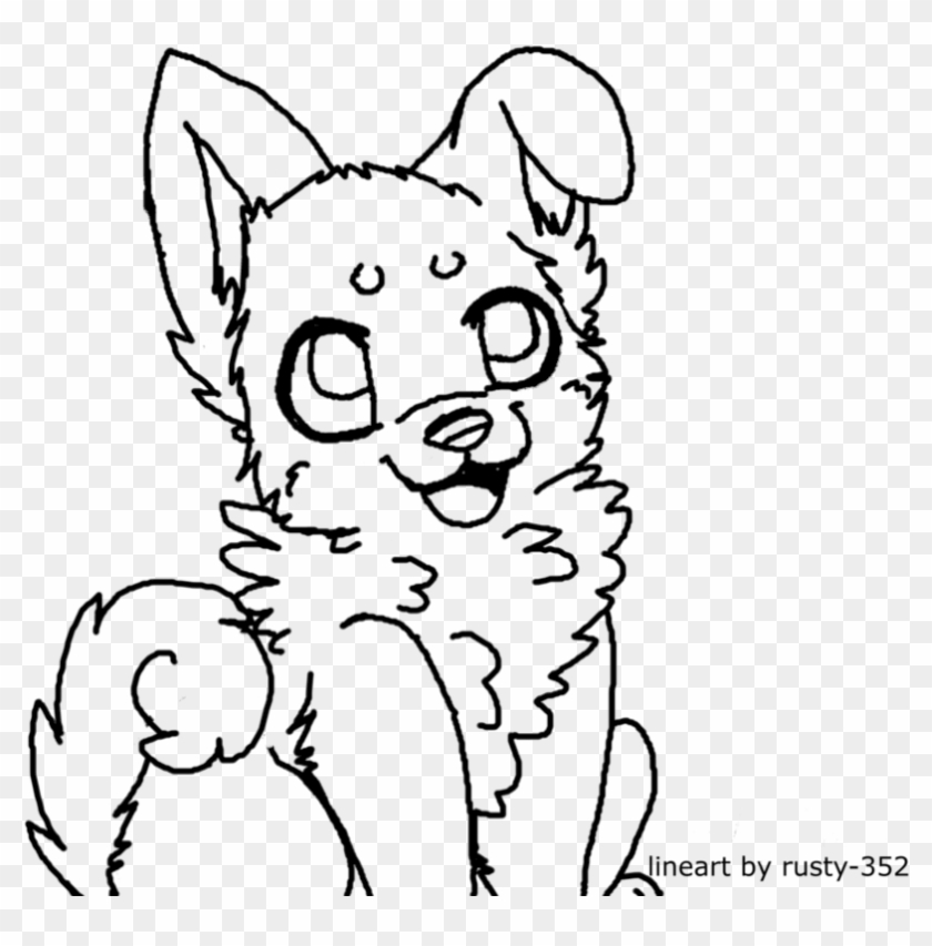 anime wolf pup outline