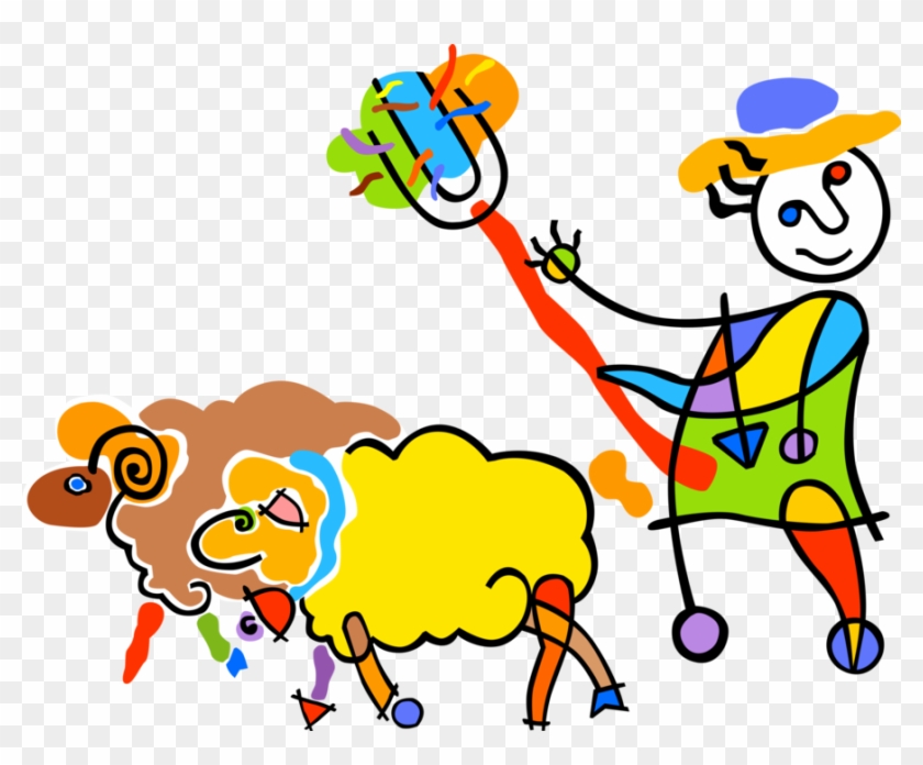 Vector Illustration Of Shepherd Or Sheepherder Tends, - Vector Illustration Of Shepherd Or Sheepherder Tends, #1549943