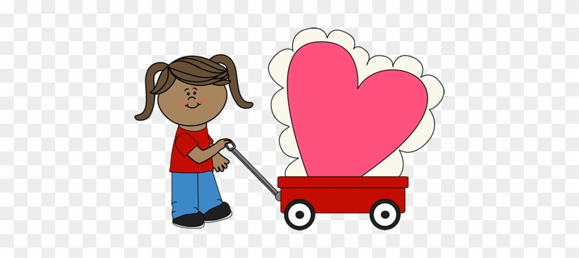 Girl With Big Valentine Clip Art - Valentines Clip Art Kids #41267