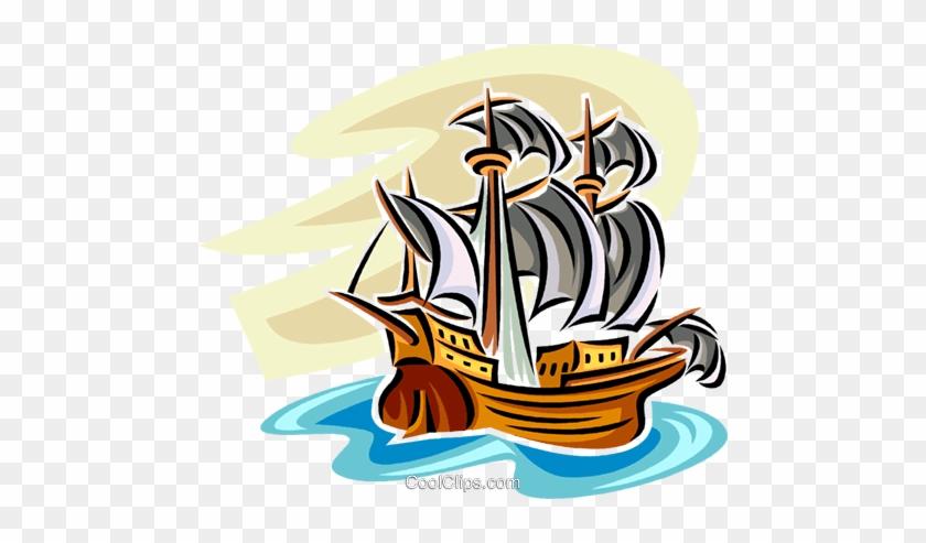 Tall Ship Royalty Free Vector Clip Art Illustration - Tall Ship Royalty Free Vector Clip Art Illustration #1565669