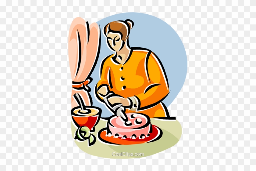 Frau Putting Zuckerguss Auf Der Torte Vektor Clipart - Frau Putting Zuckerguss Auf Der Torte Vektor Clipart #1578017