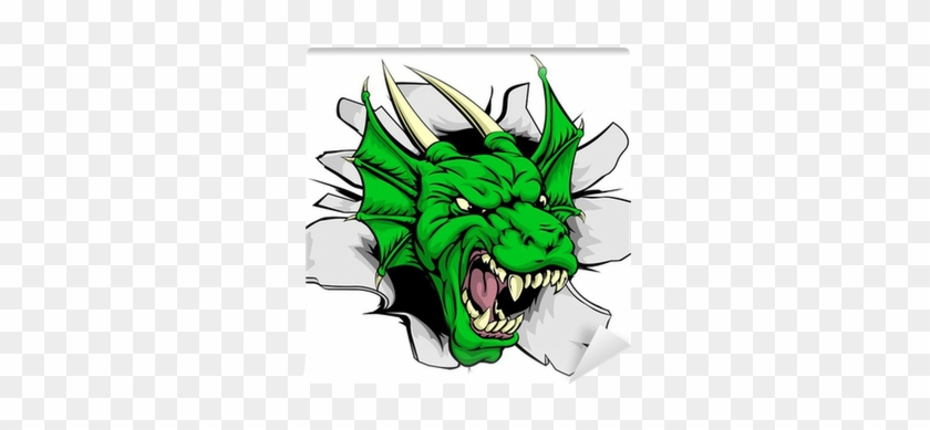 Dragon Mascot Breaking Through Wall Wall Mural • Pixers® - Dragon Mascot Breaking Through Wall Wall Mural • Pixers® #1580354