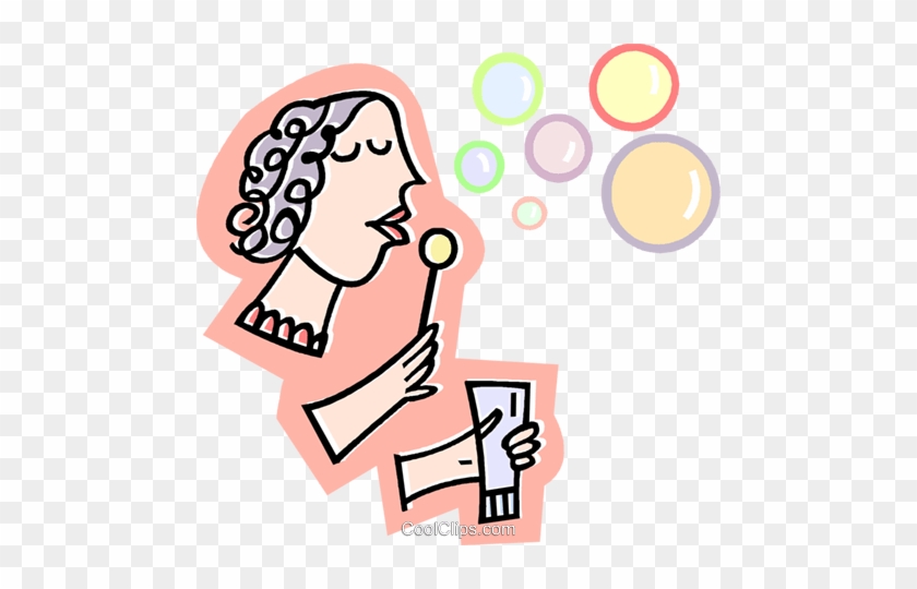 Girl Blowing Bubbles Royalty Free Vector Clip Art Illustration - Girl Blowing Bubbles Royalty Free Vector Clip Art Illustration #1593835