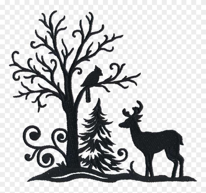 Download Winter Deer Scene Silhouette Free Transparent Png Clipart Images Download