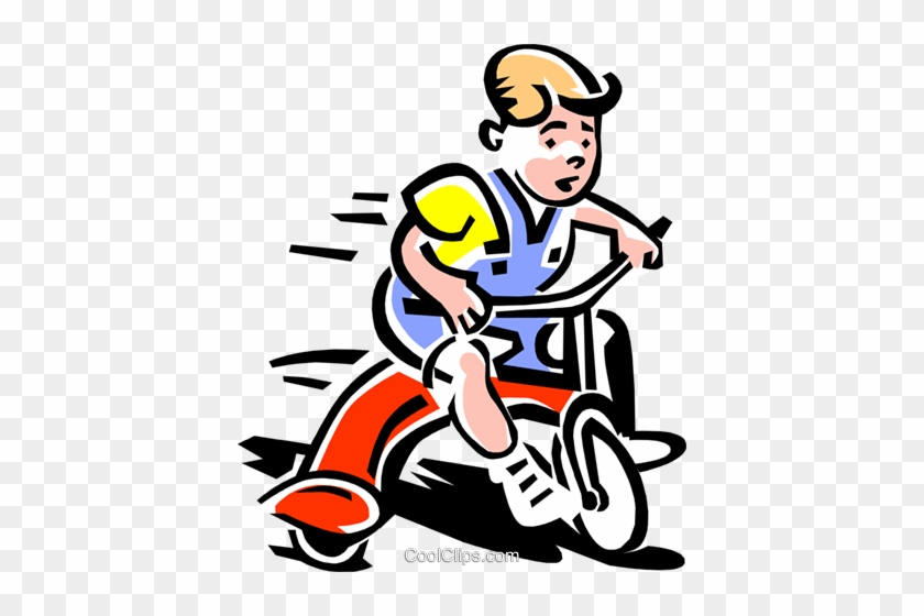 Toddler On Tricycle Royalty Free Vector Clip Art Illustration - Example Of A Force Causing An Object #1597078