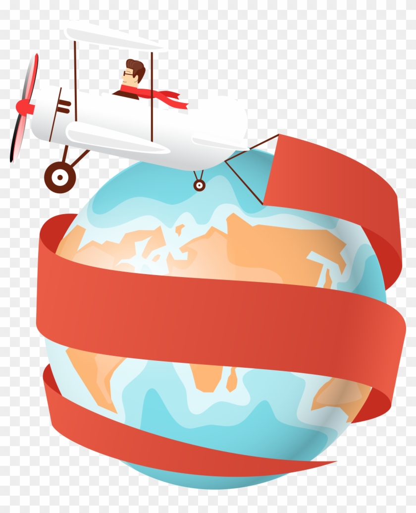 Airplane Vacation Open The To Around World - Airplane Around The World Clipart Png #1597141