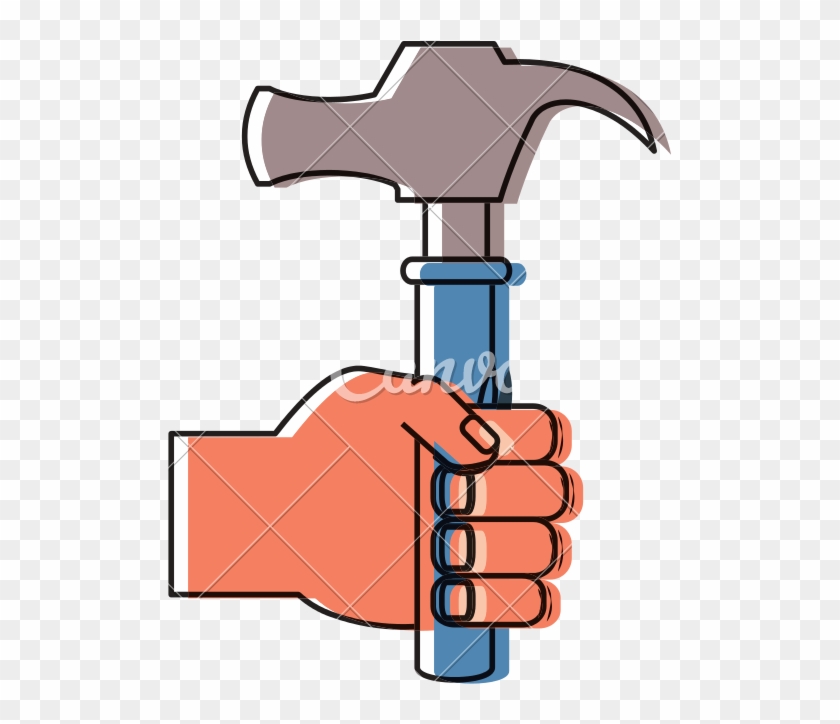 Hand With Hammer Vector Illustration - Illustration #1603734