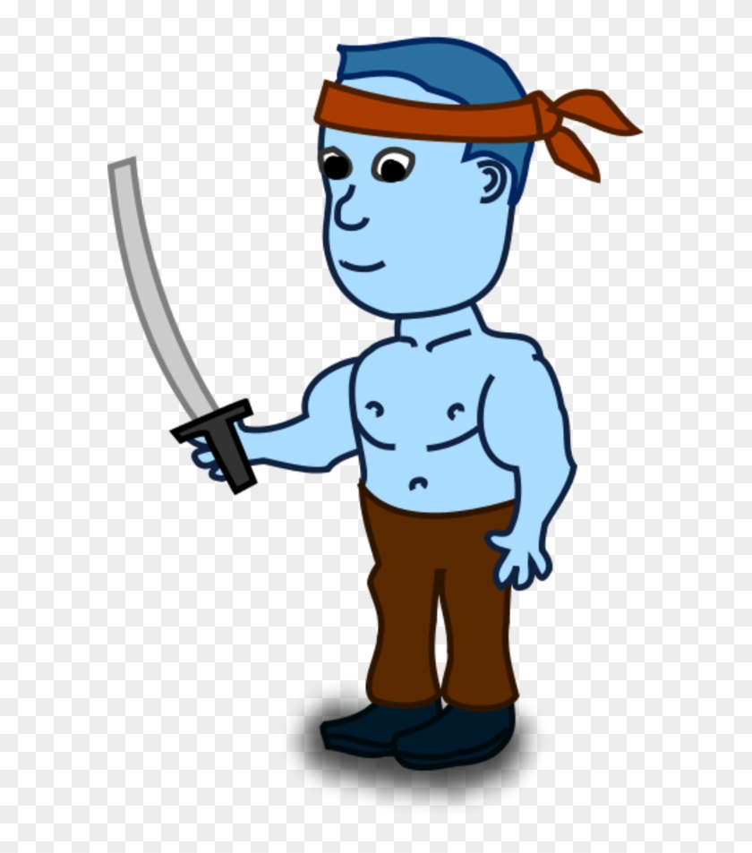 Man Holding Sword And Wearing Head Band - Man With Sword Png #250191