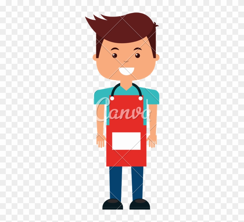 Man With Apron Isolated Icon - Man In Apron Cartoon #1605040