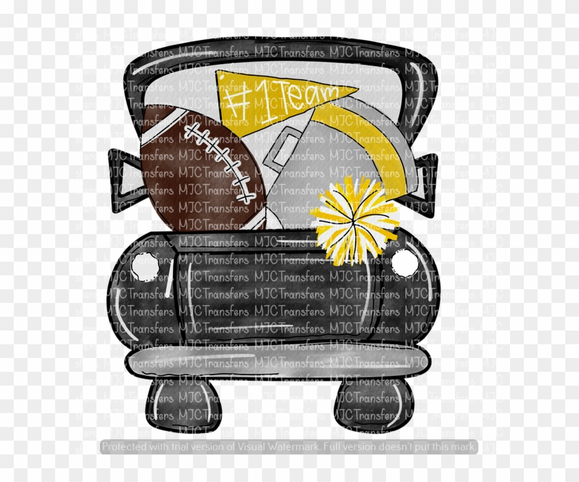 Black Football Truck With Gold Mjctransfers - Illustration #1605419