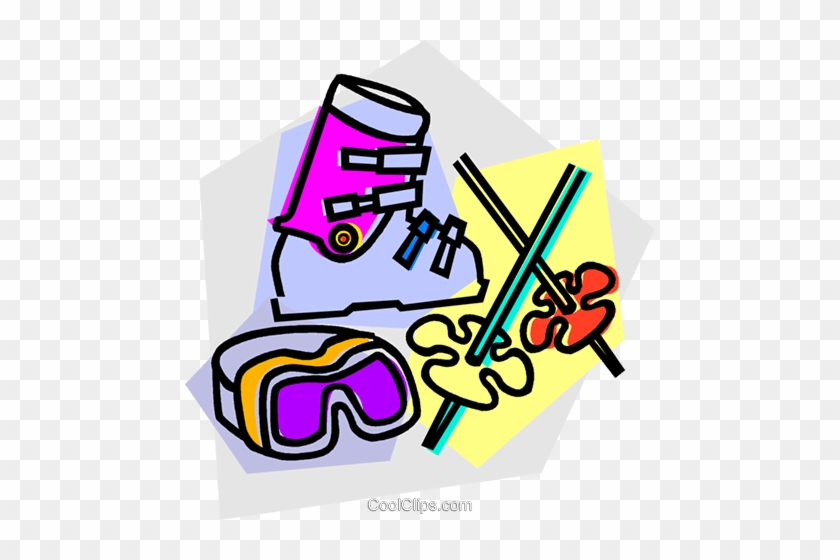 Ski Equipment Royalty Free Vector Clip Art Illustration - Ski Equipment Royalty Free Vector Clip Art Illustration #1606451