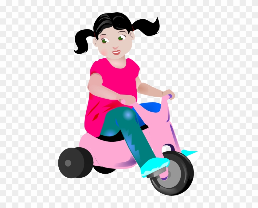 Girl Riding A Pink Tricycle Clip Art At Clker Com Vector - Toddler Clip Art #1609024